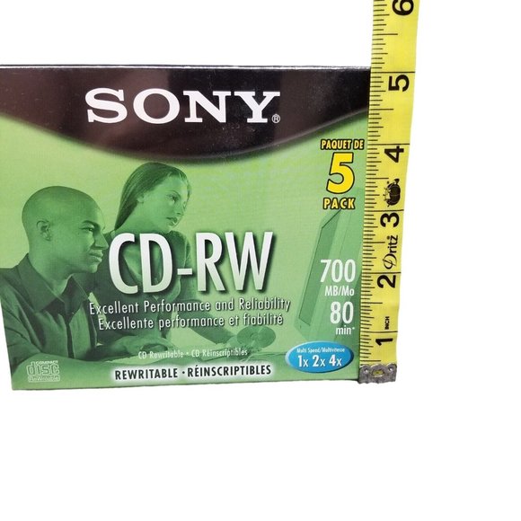Sony CD - RW 5 Pack Blank Discs 700MB 80 Min Rewritable 5CDRW700L New, Sealed - Picture 14 of 15